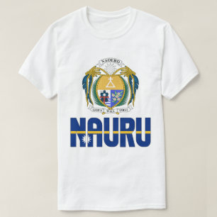 Patriotische Flagge und Wappen von Nauru T-Shirt