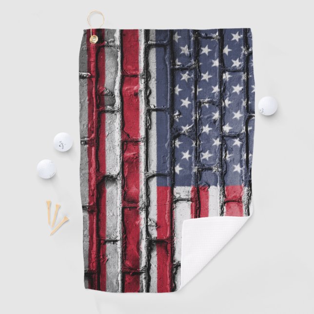 Patriotische Flagge USA Golfhandtuch (Insitu)