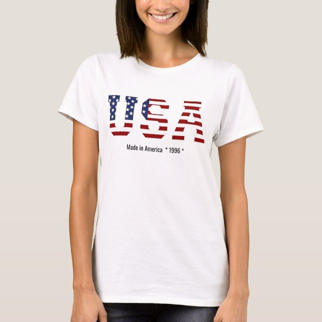 Patriotische Flagge USA hergestellt in Amerika T-Shirt (Vorderseite)