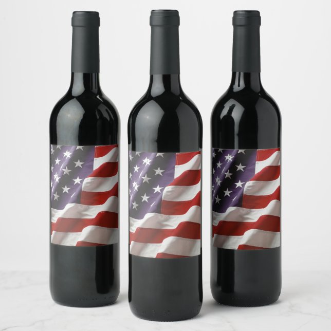 Patriotische Flagge USA Weinetikett (Flaschen)