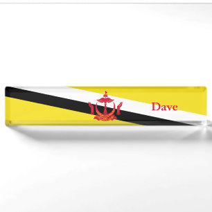 Patriotische Flagge von Brunei Namensplakette