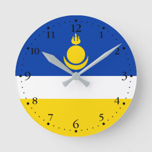 Patriotische Flagge von Burjatien Runde Wanduhr