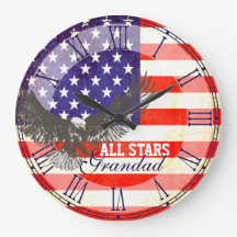 Patriotische Flaggeadler Grandad-Wanduhr