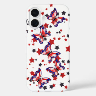 Patriotische Flaggen-Schmetterlinge iPhone 16 Hülle