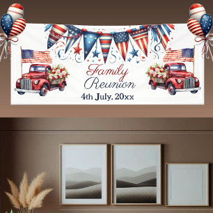 Patriotische Flaggenfamilie Wiedersehen 4. Juli Ja Banner