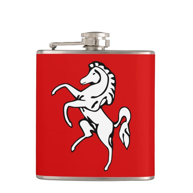 Patriotische Flasche mit Flagge von Kent, England Flachmann (Vorderseite)