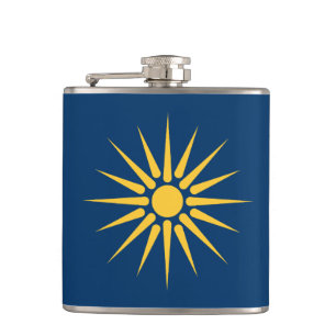 Patriotische Flasche mit Flagge von Makedonien, Gr Flachmann
