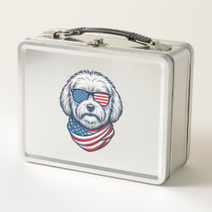 Patriotische flauschige Hundefektorillustration_1 Metall Brotdose