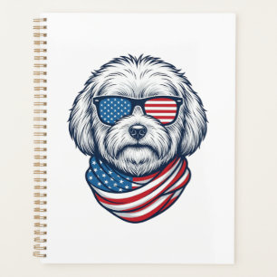 Patriotische flauschige Hundefektorillustration_1 Planer