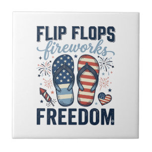 Patriotische Flip Flops Feuerwerk Freiheit Shirt D Fliese