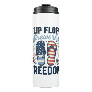 Patriotische Flip Flops Feuerwerk Freiheit Shirt D Thermosbecher