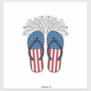 Patriotische Flip Flops Feuerwerk Sommer-Shirt Des Aufkleber