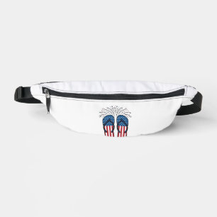Patriotische Flip Flops Feuerwerk Sommer-Shirt-Des Bauchtasche
