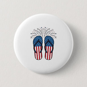 Patriotische Flip Flops Feuerwerk Sommer-Shirt Des Button
