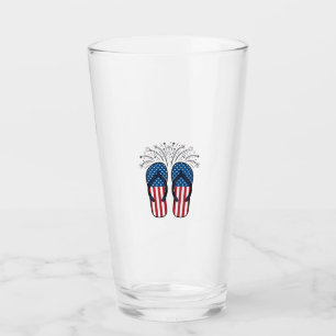 Patriotische Flip Flops Feuerwerk Sommer-Shirt-Des Glas