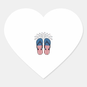 Patriotische Flip Flops Feuerwerk Sommer-Shirt Des Herz-Aufkleber