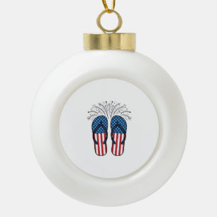 Patriotische Flip Flops Feuerwerk Sommer-Shirt Des Keramik Kugel-Ornament