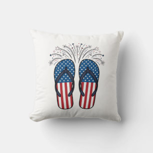 Patriotische Flip Flops Feuerwerk Sommer-Shirt Des Kissen