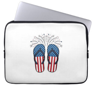 Patriotische Flip Flops Feuerwerk Sommer-Shirt Des Laptopschutzhülle