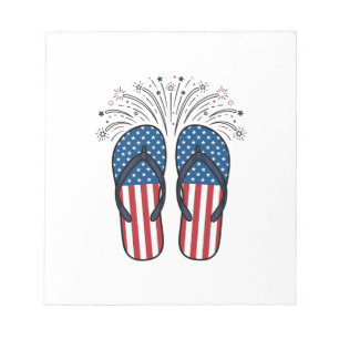 Patriotische Flip Flops Feuerwerk Sommer-Shirt Des Notizblock