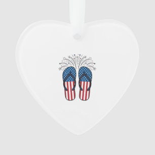 Patriotische Flip Flops Feuerwerk Sommer-Shirt Des Ornament