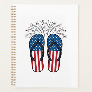 Patriotische Flip Flops Feuerwerk Sommer-Shirt Des Planer