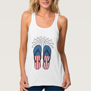 Patriotische Flip Flops Feuerwerk Sommer-Shirt Des Tank Top