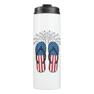 Patriotische Flip Flops Feuerwerk Sommer-Shirt Des Thermosbecher