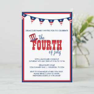 Patriotische Fourth of July-Party-Banner-Einladung Einladung
