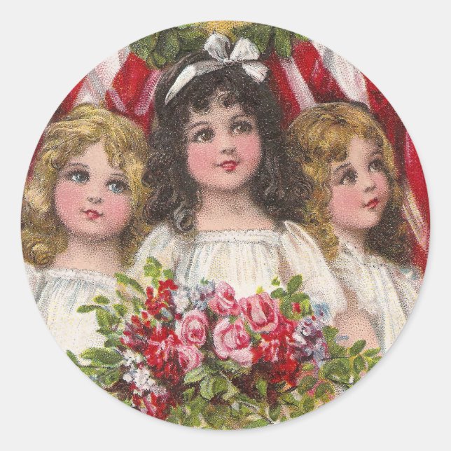Patriotische Freiheits-Mädchen Runder Aufkleber (Vorderseite)