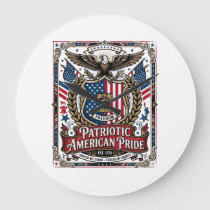 Patriotische Freiheits Schild Freiheits-Ikonen & S Große Wanduhr