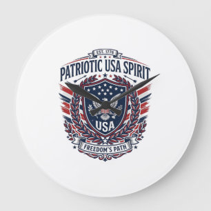 Patriotische Freiheits Schild Freiheitsikonen & Sy Große Wanduhr