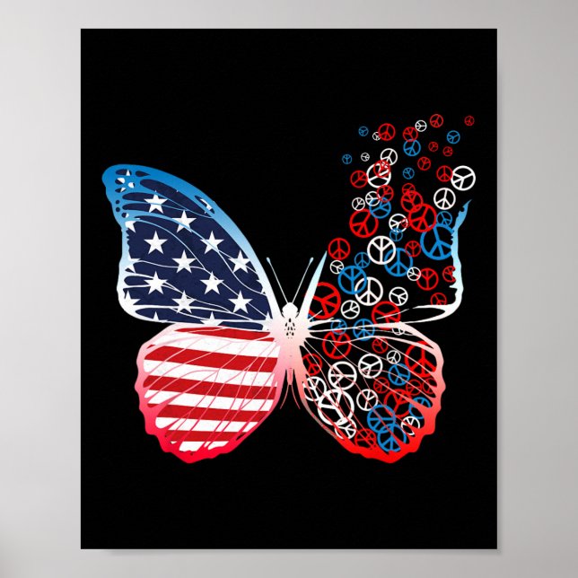 Patriotische Friedenszeichen 4. Juli US-Flagge Poster (Vorne)