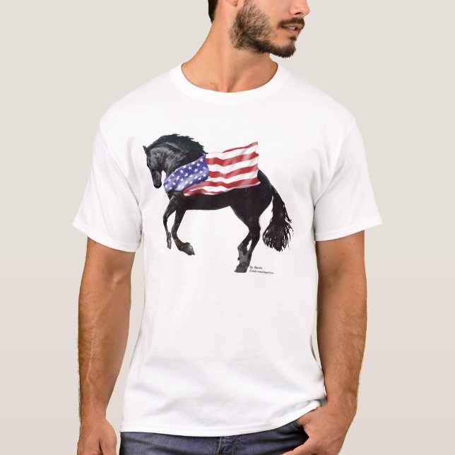 Patriotische friesische Pferdeflagge T-Shirt (Vorderseite)