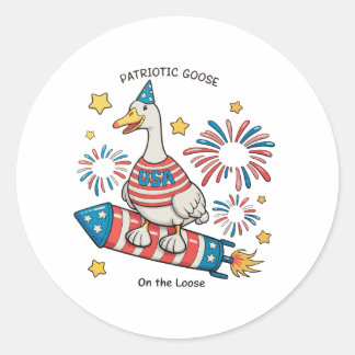 Patriotische Gans 250. Jubiläum 4. Juli Runder Aufkleber