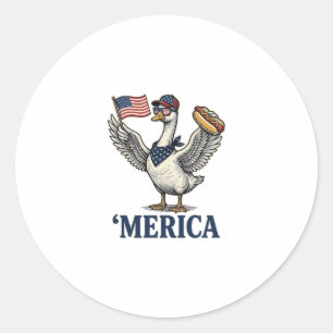 Patriotische Gans 'Merica Hot Dog Vintage-Shirt De Runder Aufkleber