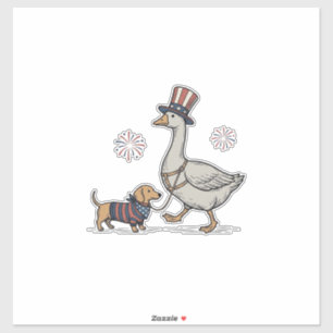 Patriotische Gans und Dachshund Vintage-Shirt-Desi Aufkleber