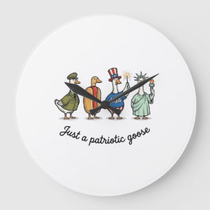 Patriotische Gans Vintage Gravur Lustiges USA-Shir Große Wanduhr