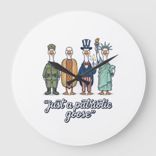 Patriotische Gänseaufstellung Vintage-Vector-Shirt Große Wanduhr