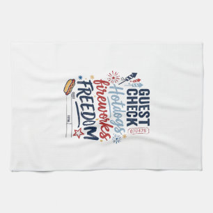 Patriotische Gästekontrolle Hotdogs Feuerwerk Frei Geschirrtuch