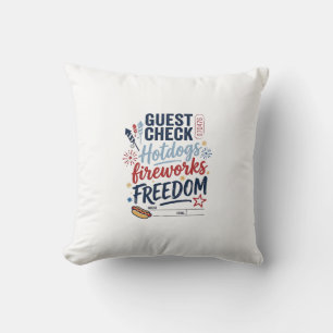 Patriotische Gästekontrolle Hotdogs Feuerwerk Frei Kissen
