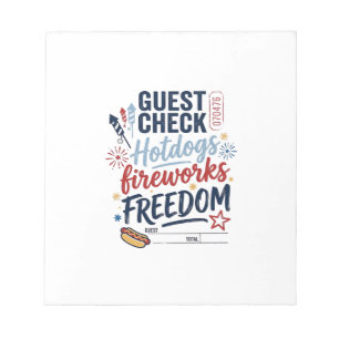 Patriotische Gästekontrolle Hotdogs Feuerwerk Frei Notizblock