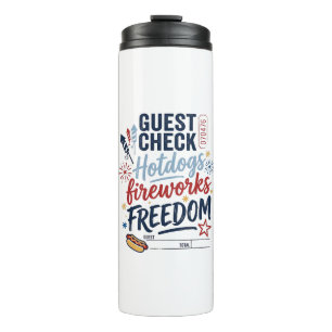 Patriotische Gästekontrolle Hotdogs Feuerwerk Frei Thermosbecher