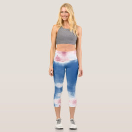 Patriotische Gefärbte Krawatte rot, weiß und blau Capri Leggings