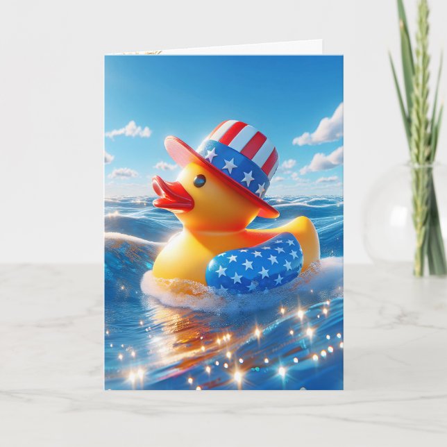 Patriotische Gelbe Gummiente auf Wasser Karte (Vorderseite)