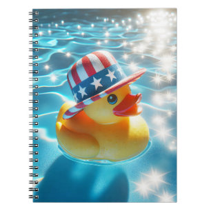 Patriotische Gelbe Gummiente im Pool Notizblock