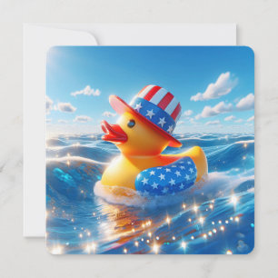 Patriotische gelbe Gummienten-Party Einladung