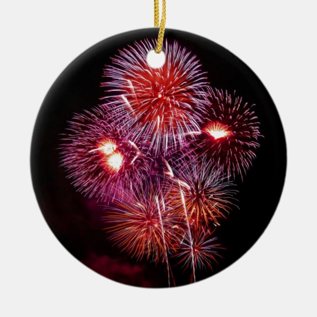Patriotische Geschenk-Feuerwerke von Juli 4. Keramikornament (Vorne)