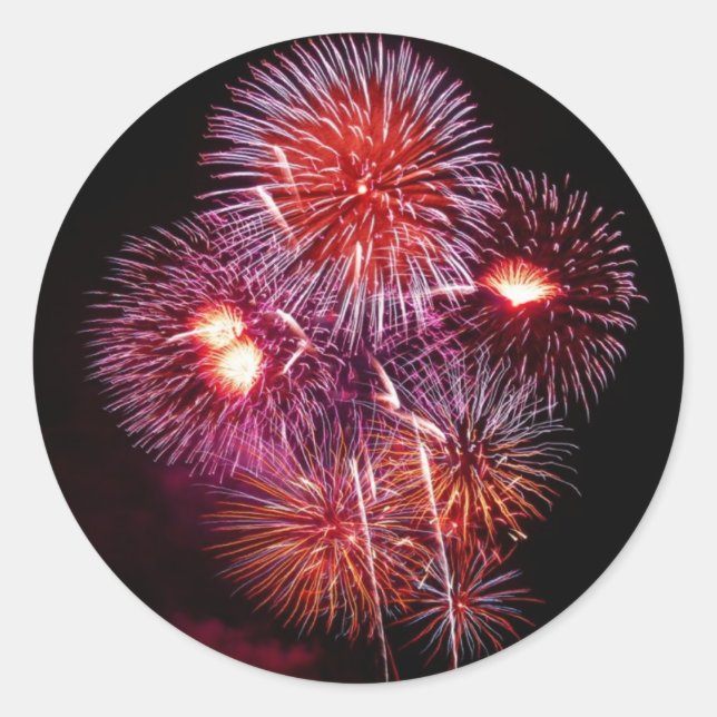 Patriotische Geschenk-Feuerwerke von Juli 4. Runder Aufkleber (Vorderseite)