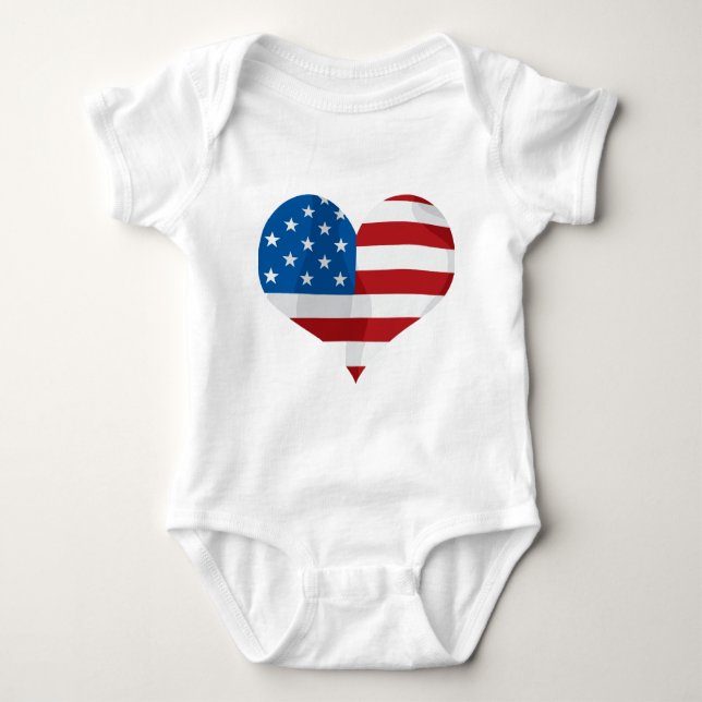 Patriotische Geschenk-Herzen Baby Strampler (Vorderseite)